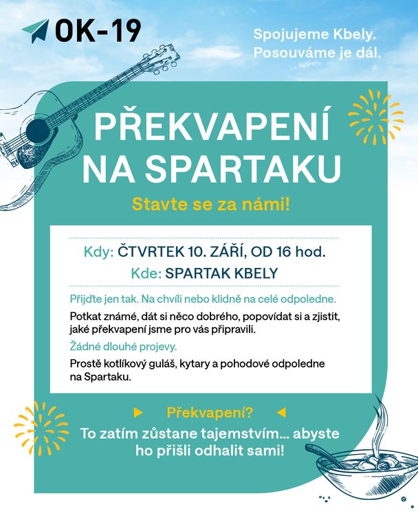 Pozvánka: Překvapení na Spartaku, čtvrtek 10. září od 16 hodin, Spartak Kbely